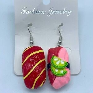 Unbranded NEW red,pink and white sushi earrings